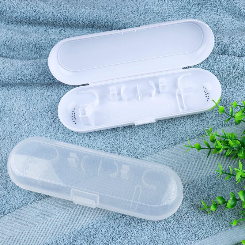 Fowecelt 2 Pack Electric Toothbrush Travel Case for Oral-B Pro and Other Electric Toothbrush, Portable Travel Toothbrush Holder (White & Clear) - Image 3