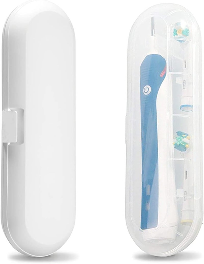Fowecelt 2 Pack Electric Toothbrush Travel Case for Oral-B Pro and Other Electric Toothbrush, Portable Travel Toothbrush Holder (White & Clear) - Image 1