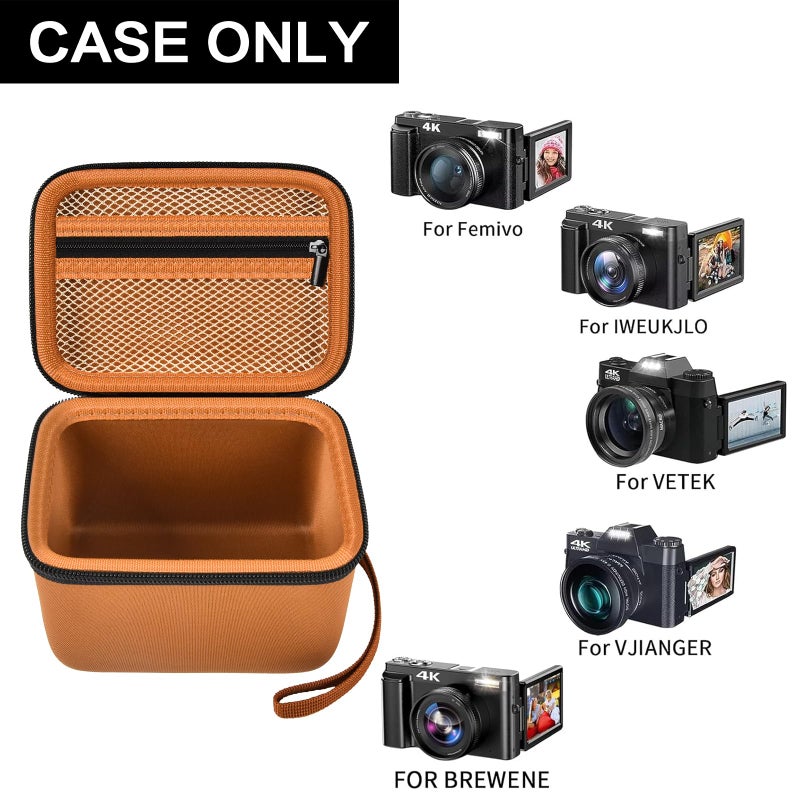 Comecase Vlogging Camera Case Compatible with for Duluvulu/for VJIANGER/for JGIPL/for TEBNGIHNM 4K Digital Cameras for Youtube. Vlog Camera Carrying Storage for Lens, Cable and Other Accessories - Brown - Image 2