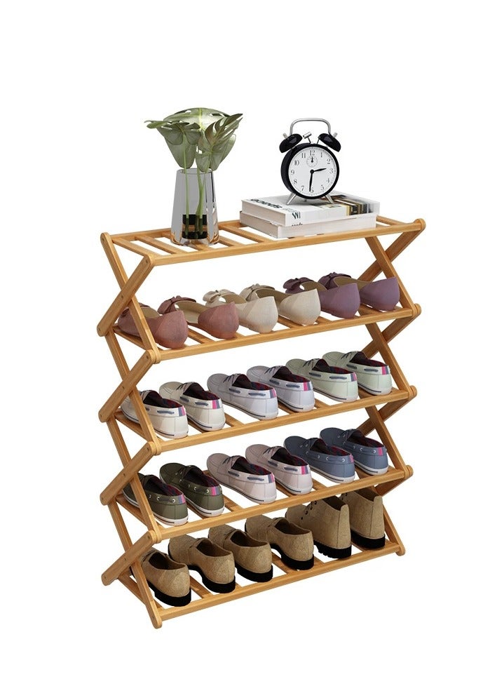 Generic 5 Tier Shoe Rack, Multi Tier  Bamboo Shoe Organizer Rack Multifunctional Storage Free Standing Shoe Shelf  - Image 1