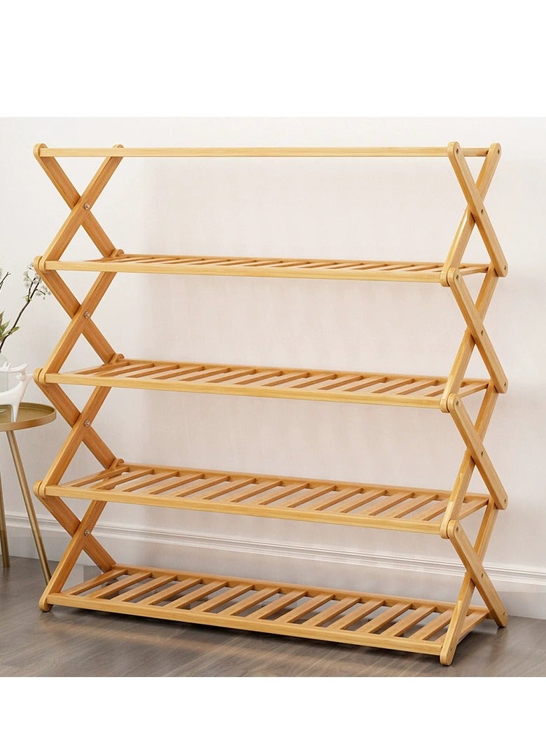 Generic 5 Tier Shoe Rack, Multi Tier  Bamboo Shoe Organizer Rack Multifunctional Storage Free Standing Shoe Shelf  - Image 2