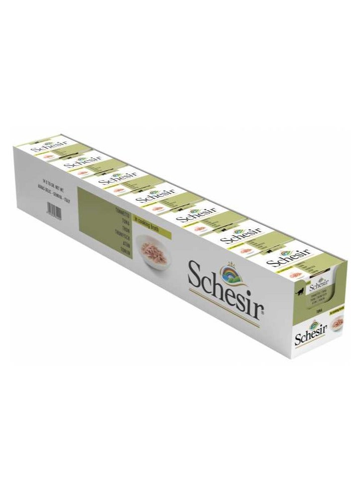 Schesir 14PC Cat Can Broth-Wet Food Tuna 70g - Image 1