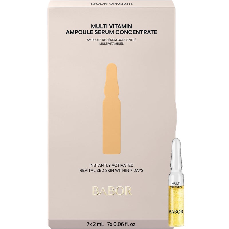 BABOR Multi Vitamin Ampoule Concentrate, Revitalize Dull Tired Skin, Vitamin A Increases Radiance, Vitamin C Evens Tone, Niacinamide Supports Skin Barrier, Vitamin Skincare Capsules, 7 Treatments - Image 1