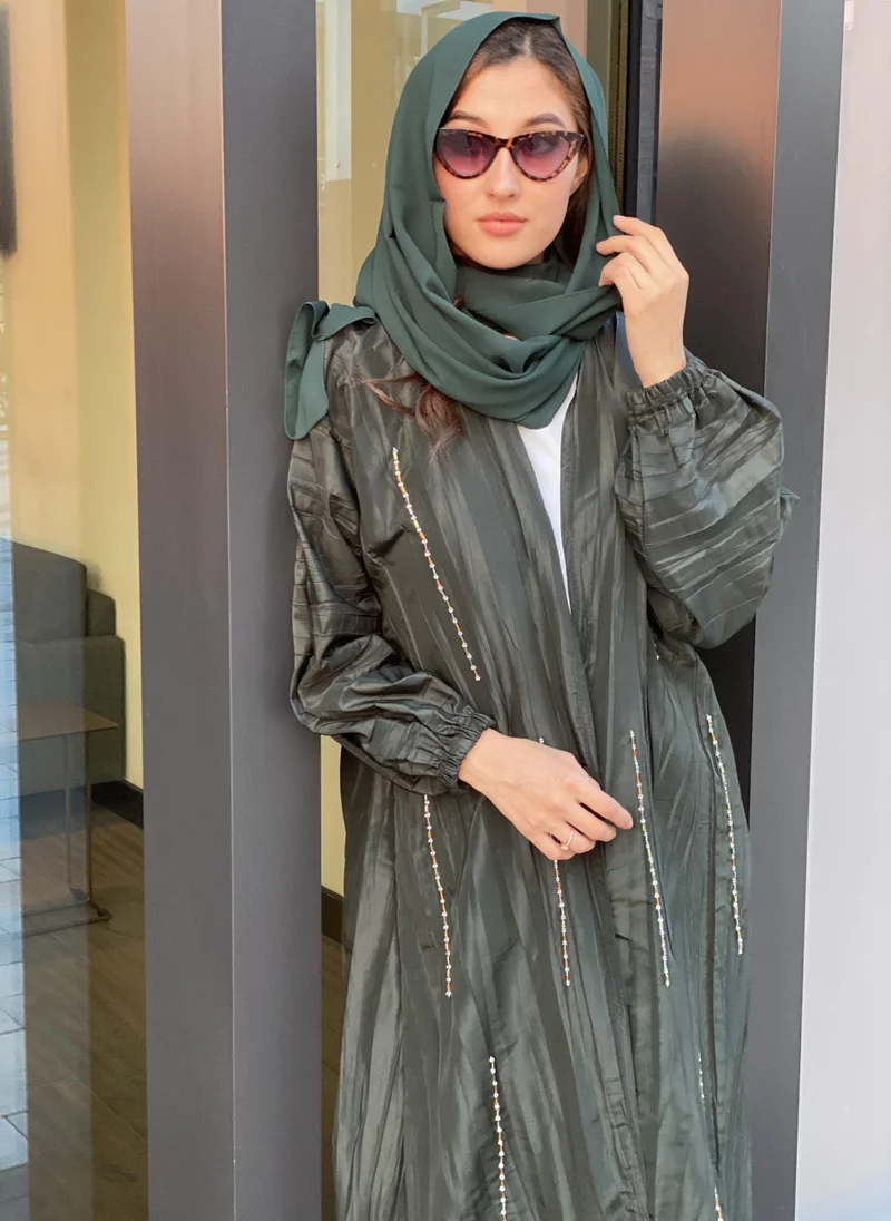 Moistreet  Pleated Open Abaya for Women | Best Price UAE