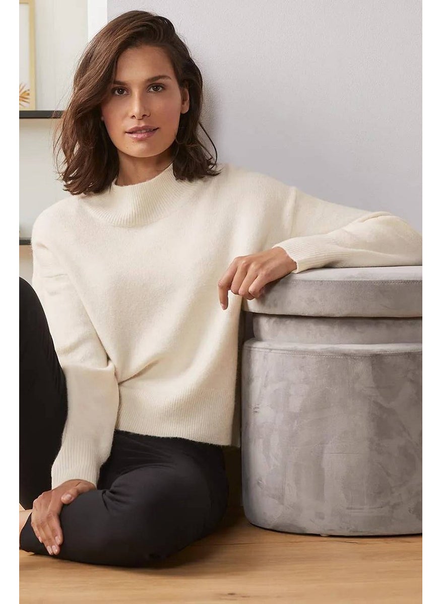 Tchibo - Women Crew Neck Textured Sweater, Creamy - Image 1