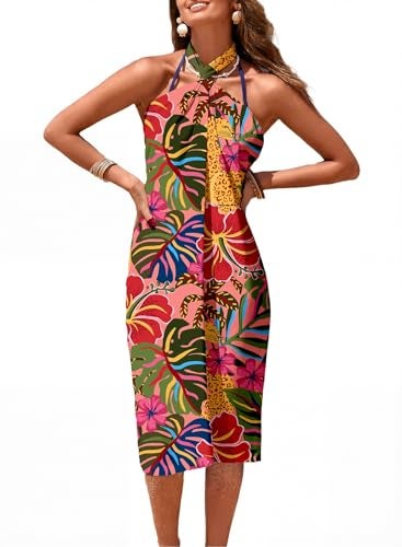 Herseas Women's Bathing Suit Cover Up High Slit Chiffon Wraps One Size Swimsuit Coverups 2026 Summer Tropical Animal Print Sheer Sarong Chic Flattering Resort Outfits Teen Girls - Image 5
