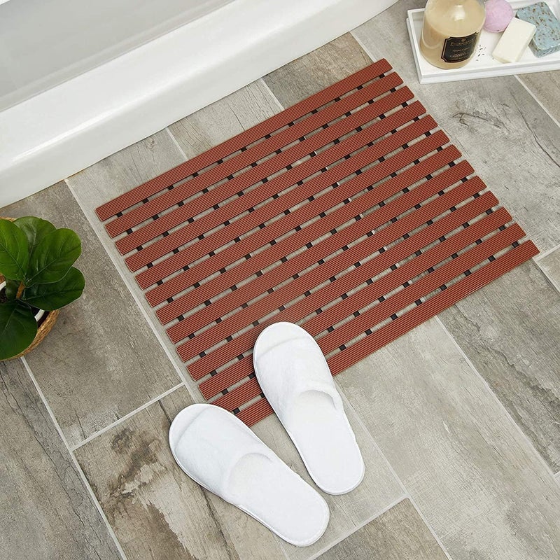 F fabsouk Premium Shower Mat Anti Slip, Striped Anti Skid for Bathroom, Stand up mat for Bath, Shower, Kitchen, Anti Bactirial, Machine Washable(1.5ft x 2ft) - Also Available in 5 Meter Roll - Image 1