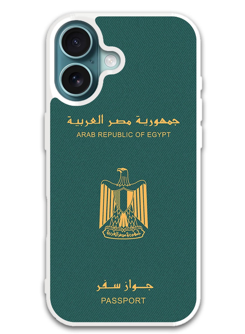 Theodor غطاء حماية لجهاز آبل آيفون 16 بلس جواز سفر مصر (حافة بيضاء) - Image 1