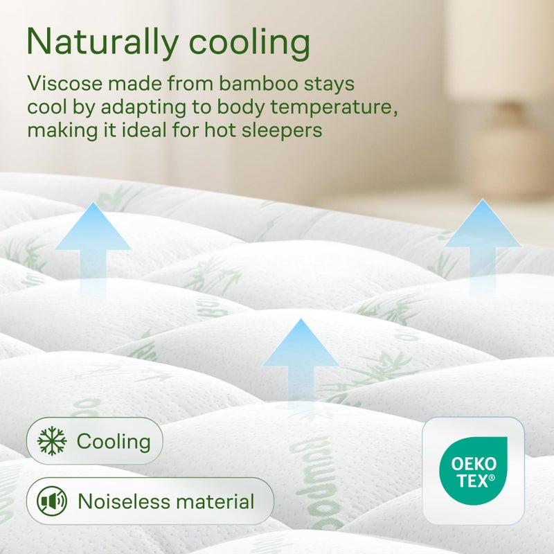 Niagara Sleep Solution Ultra Soft Queen Size Mattress Topper - Viscose Made from Bamboo Pillow Top Mattress Pad for Back Pain Relief - Naturally Cooling for Hot Sleepers, Green - Image 3