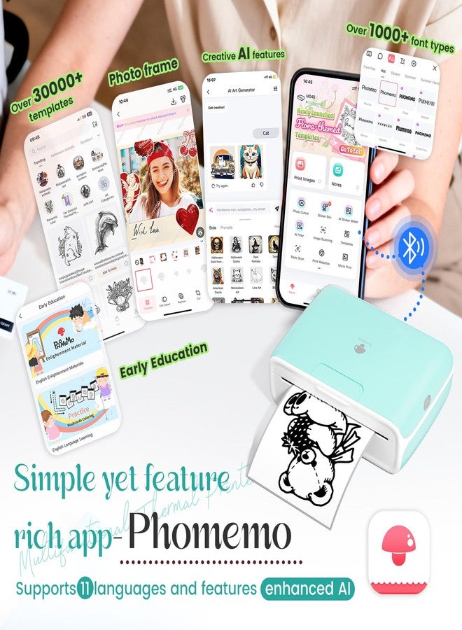Phomemo M04S Portable Thermal Printer Sticky Note Printer, Bluetooth Label Printer, Support 2/3/4 inch Printing Width, 300 dpi,Compatible with iOS + Android, Suitable for Labels, Notes, documents - Image 5