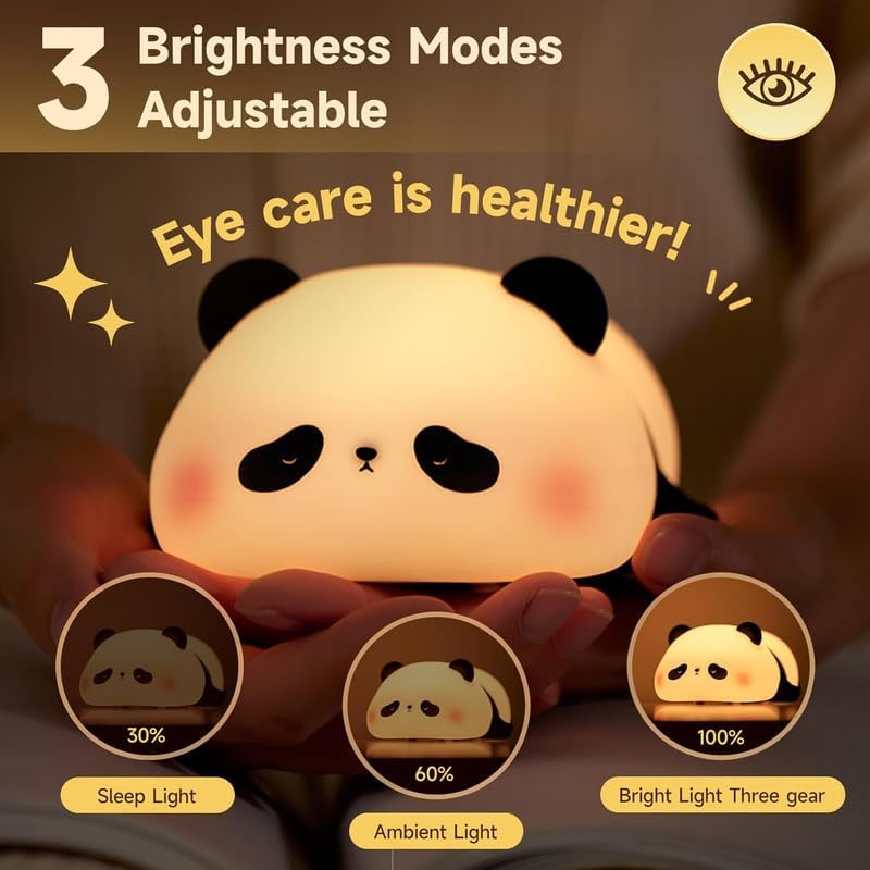 HashWOW® Lying Panda Silicone Night Light - Rechargeable LED Lamp for Kids Bedroom Nursery Baby Room Soft Touch Dimmer - Image 3