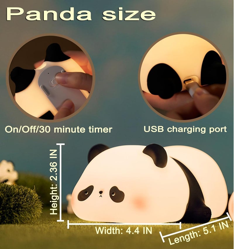 HashWOW® Lying Panda Silicone Night Light - Rechargeable LED Lamp for Kids Bedroom Nursery Baby Room Soft Touch Dimmer - Image 2