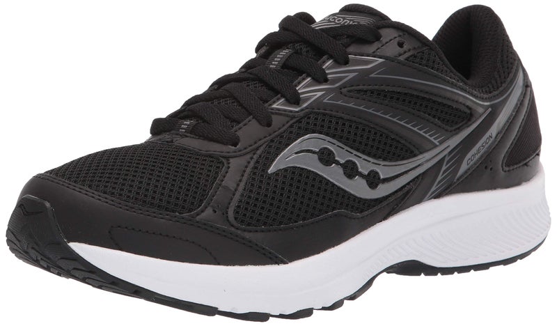 Saucony Men's Cohesion 14 Running Shoe, Black/White, 9.5 Wide - Image 1