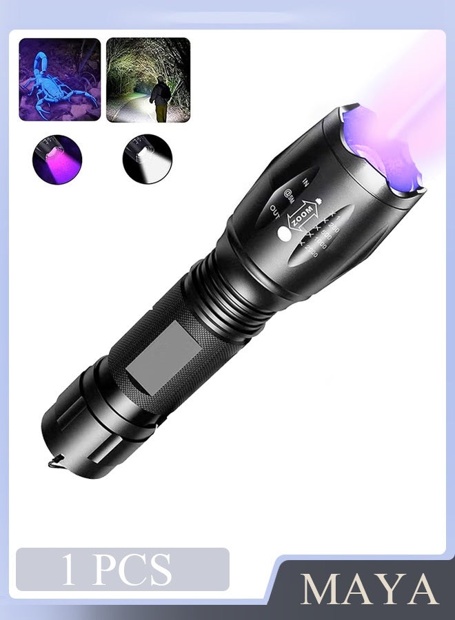 Flashlight UV and White Light 2 In 1 Flashlight LED Dual Color Waterproof Flashlight - Image 1