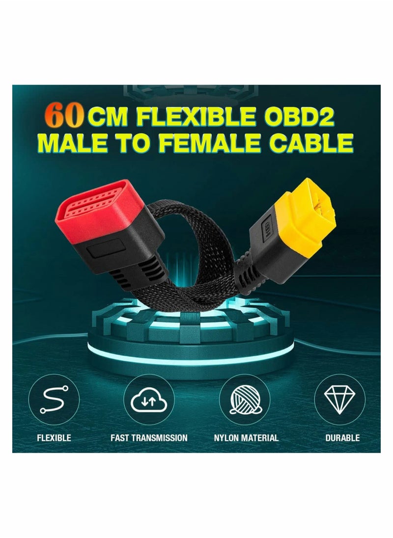 SYOSI OBD2 Extension Cable OBDII Extend Full 16Pin Male to Female for Car OBD Diagnostic Extender Cord Connector Reinforced Nylon Material 60CM/23.6Inch  - Image 3