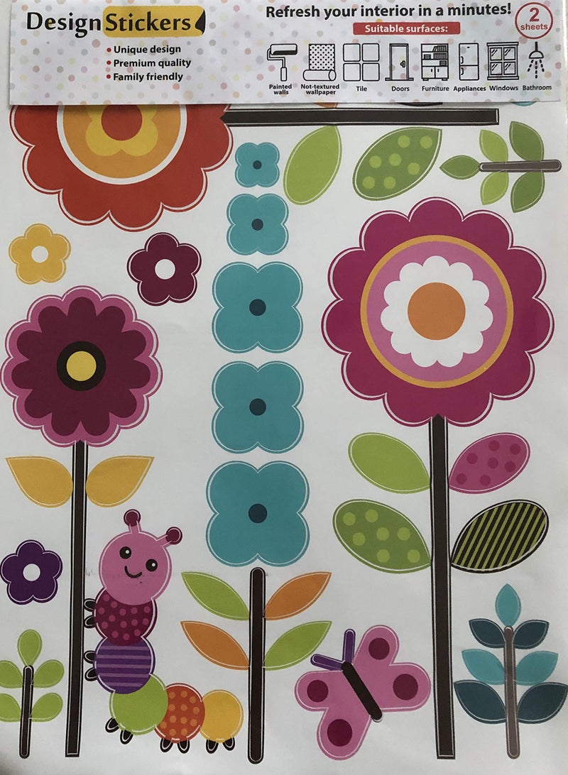 DesignStickers Flower Wall Stickers for Kids - Floral Garden Wall Decals for Girls Room - Removable Toddlers Bedroom Vinyl Nursery Wall Décor [27 Art clings] with Free Bird Gift! - Image 5