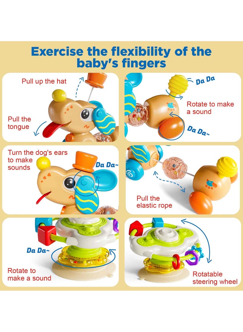 أديلي لعبة كلب موسيقية للأطفال من 6 إلى 18 شهرًا – لعبة حسية تفاعلية بتدوير وسحب وضغط، لتنمية المهارات الحركية الدقيقة، هدية تعليمية مثالية للرضّع - Image 3