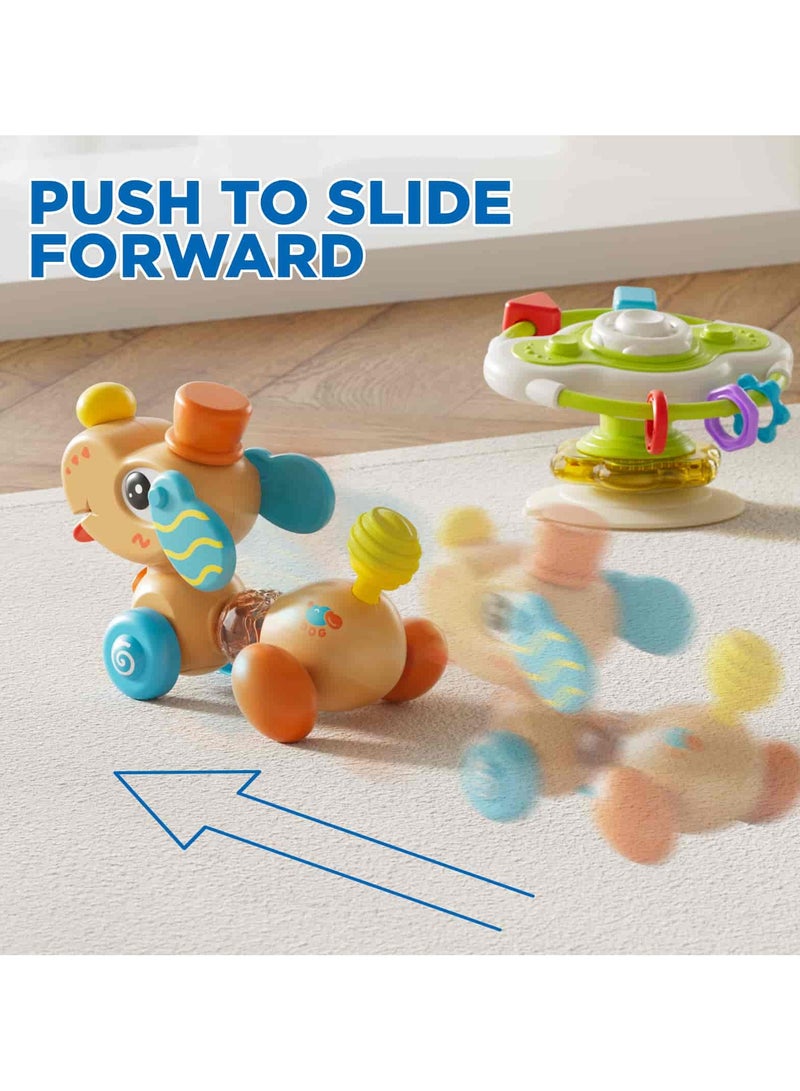 أديلي لعبة كلب موسيقية للأطفال من 6 إلى 18 شهرًا – لعبة حسية تفاعلية بتدوير وسحب وضغط، لتنمية المهارات الحركية الدقيقة، هدية تعليمية مثالية للرضّع - Image 5
