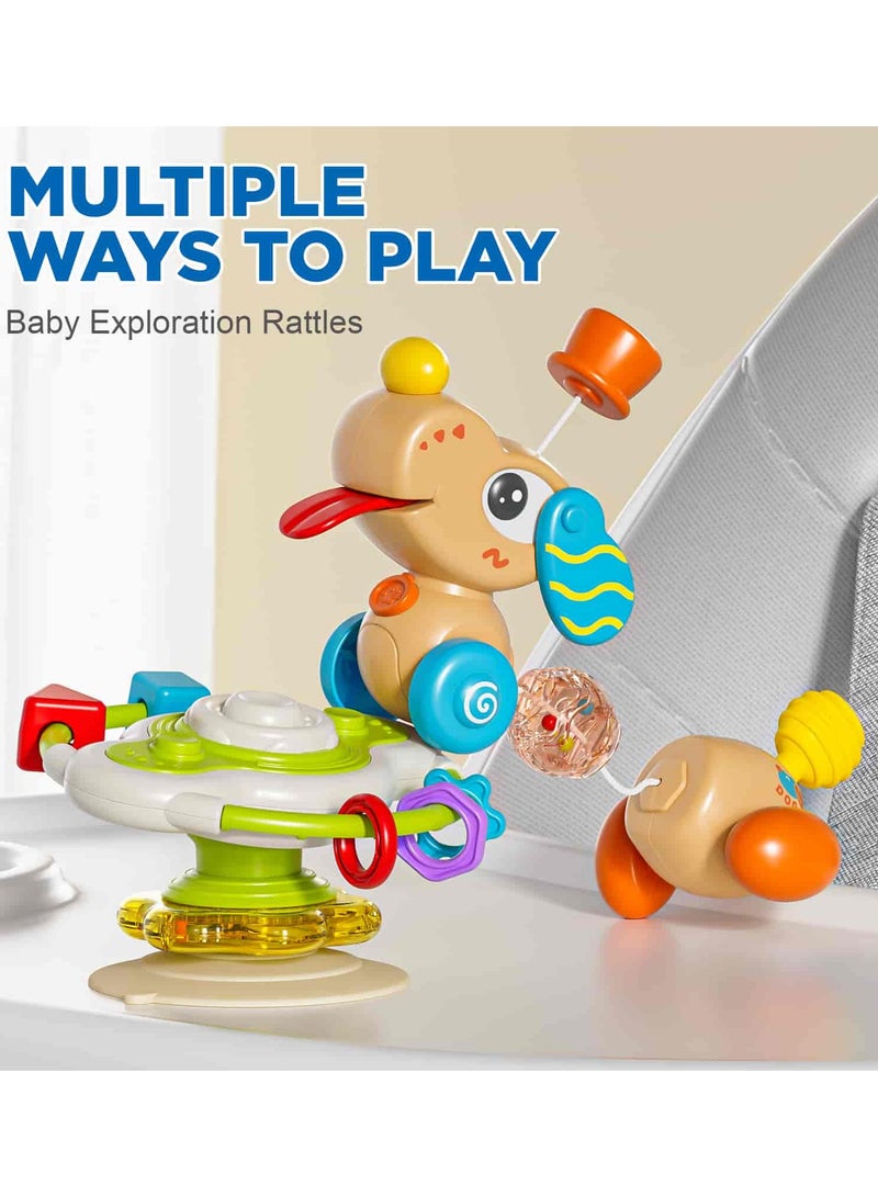 أديلي لعبة كلب موسيقية للأطفال من 6 إلى 18 شهرًا – لعبة حسية تفاعلية بتدوير وسحب وضغط، لتنمية المهارات الحركية الدقيقة، هدية تعليمية مثالية للرضّع - Image 4