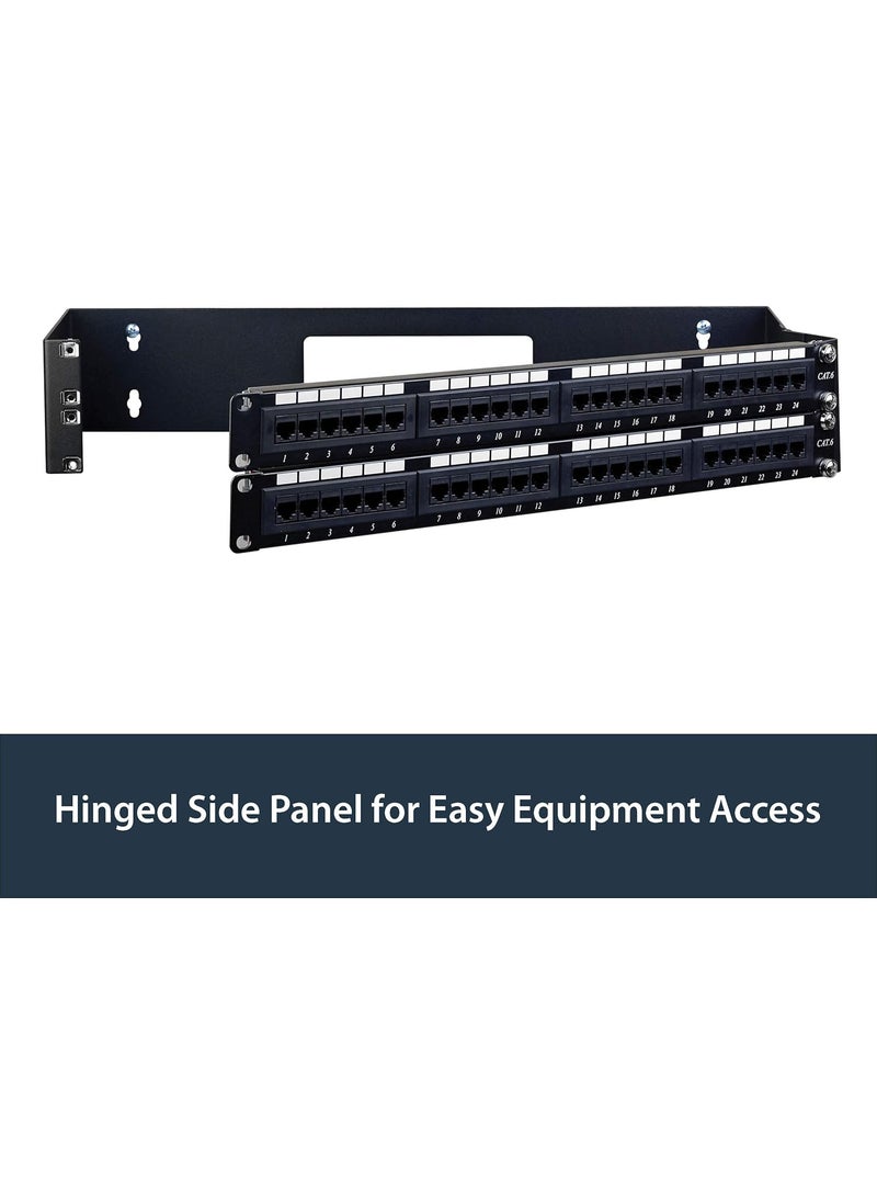 StarTech StarTechcom 2U Hinged Wall Mount Patch Panel Bracket  6 inch Deep  19 Patch Panel Swing Rack for Shallow Network Equipment 22lbs WALLMOUNTH2 Black  - Image 5
