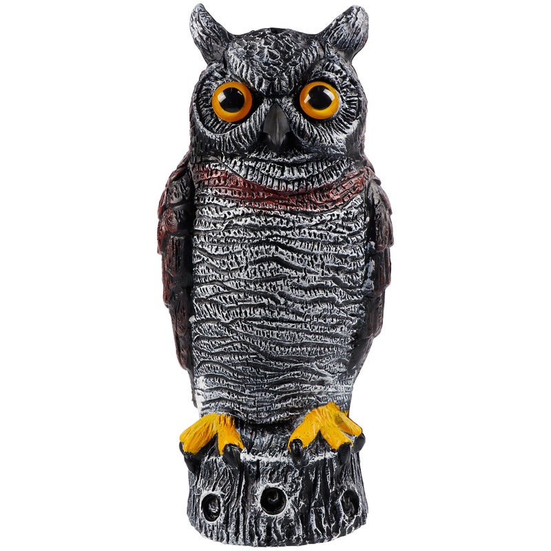 Hausse Fake Owl Decoy Bird Scarecrow Sculpture, 13.6 Inch Plastic Horned Owl Bird Deterrents, Garden Protectors, Nature Enemy Pest Repellent for Outdoor Garden Yard - Image 1