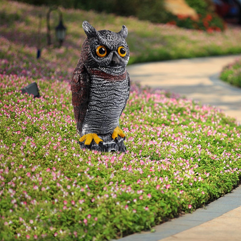 Hausse Fake Owl Decoy Bird Scarecrow Sculpture, 13.6 Inch Plastic Horned Owl Bird Deterrents, Garden Protectors, Nature Enemy Pest Repellent for Outdoor Garden Yard - Image 4