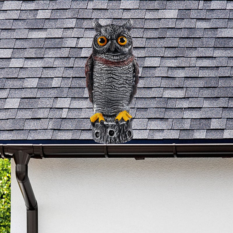 Hausse Fake Owl Decoy Bird Scarecrow Sculpture, 13.6 Inch Plastic Horned Owl Bird Deterrents, Garden Protectors, Nature Enemy Pest Repellent for Outdoor Garden Yard - Image 5