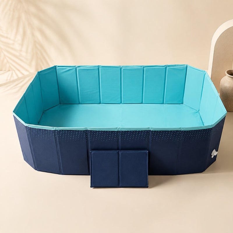 Thickened Foldable Pool for Outdoor Backyard Use, PVC Material, Blue, Wear Resistant and Portable 2.1m - Image 1