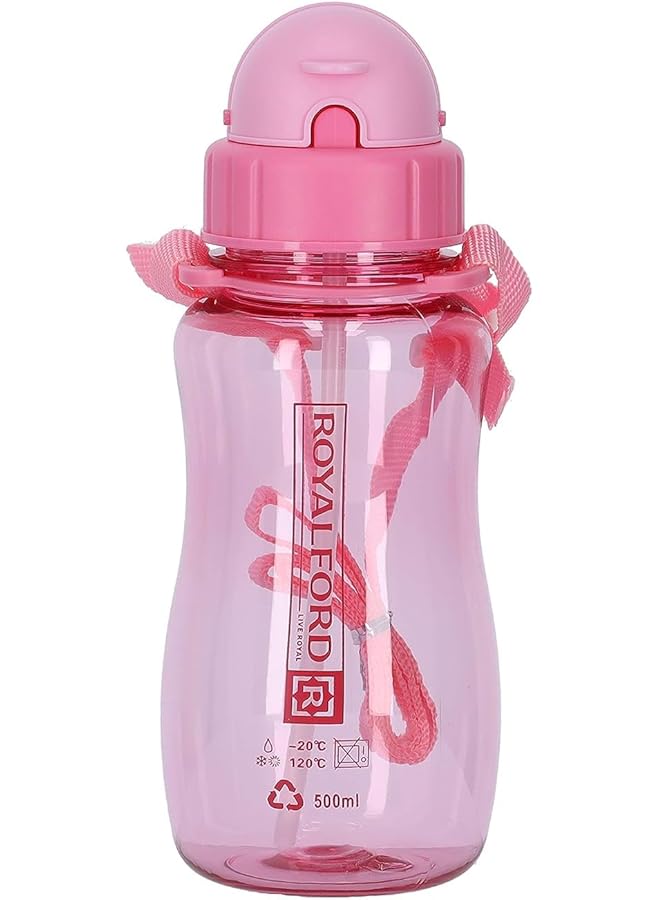Royalford Rf7581Pn 500 Ml Water Bottle Kids Water Bottle Toddler Water Bottle With Bendy Straw Portable With Hanging Loop Flip Top Spill Free Baby Sippy  - Image 1
