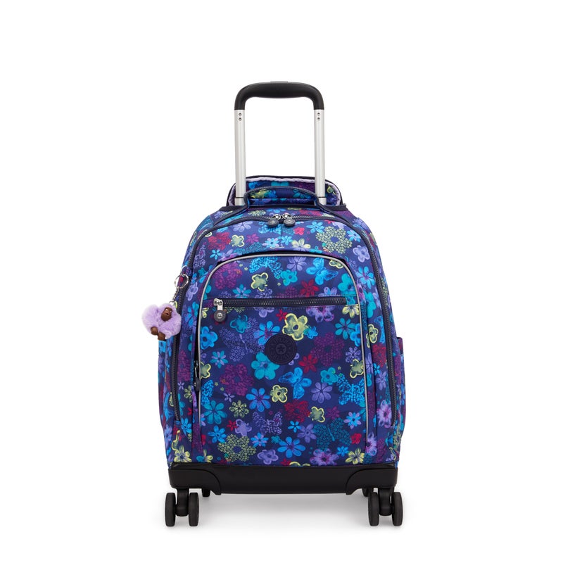 Kipling  New Zea Dark Flwr Stamp Large Wheeled Backpack with Laptop Compartment I4674-4FM - Image 1