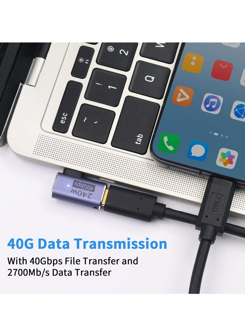 CMGTYYD USB C Right Angle Adapter PD 240W, Right Angle USB C Adapter 40Gbps, 90 Degree USB C Adapter Male to Female USB C L Shape Adapter with 8K@60Hz Video for iPad, MacBook,Thunderbolt 4/3, 2Pack  - Image 4