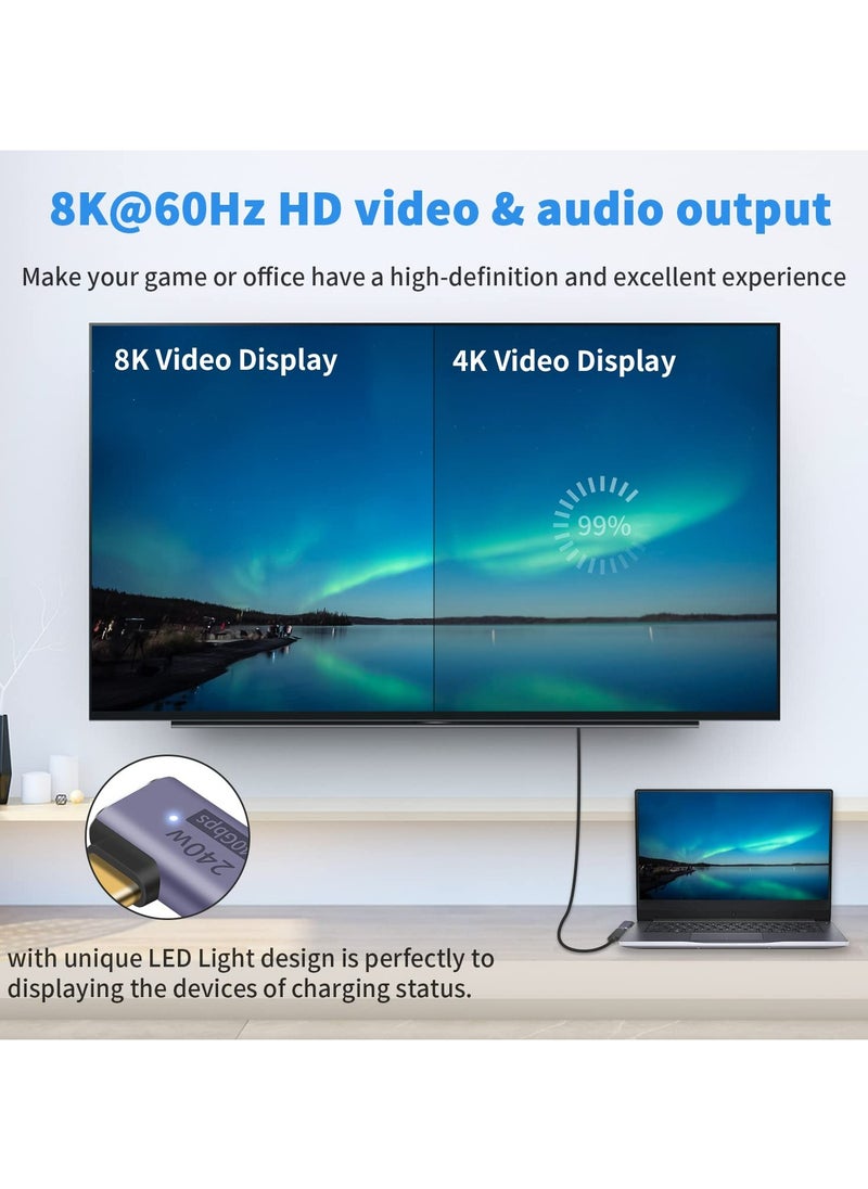 CMGTYYD USB C Right Angle Adapter PD 240W, Right Angle USB C Adapter 40Gbps, 90 Degree USB C Adapter Male to Female USB C L Shape Adapter with 8K@60Hz Video for iPad, MacBook,Thunderbolt 4/3, 2Pack  - Image 5