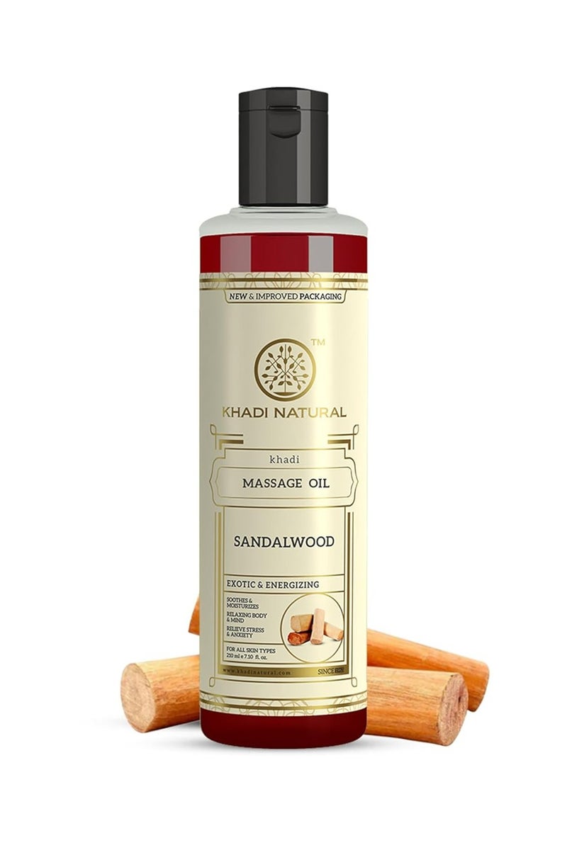 كادي نيتشورال زيت تدليك خادي بخشب الصندل الطبيعي | مُخفِّف للتوتر، فوائد العلاج بالروائح | يُسكِّن الآلام والأوجاع | مناسب لجميع أنواع البشرة | ٢١٠ مل - Image 1