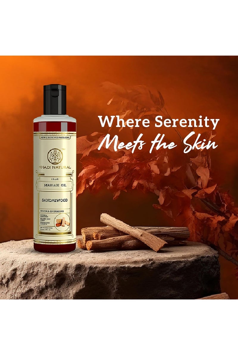 كادي نيتشورال زيت تدليك خادي بخشب الصندل الطبيعي | مُخفِّف للتوتر، فوائد العلاج بالروائح | يُسكِّن الآلام والأوجاع | مناسب لجميع أنواع البشرة | ٢١٠ مل - Image 2