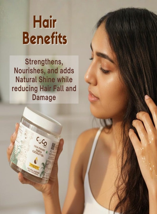 COCO CRUSH Extra Virgin Coconut Oil - 100% Pure & Cold Pressed | Anti-Hair Fall, Hair Re-growth & Deep Conditioning Hair Oil Jar | Suitable for All Hair Types | For Men & Women (200ML) - Image 4