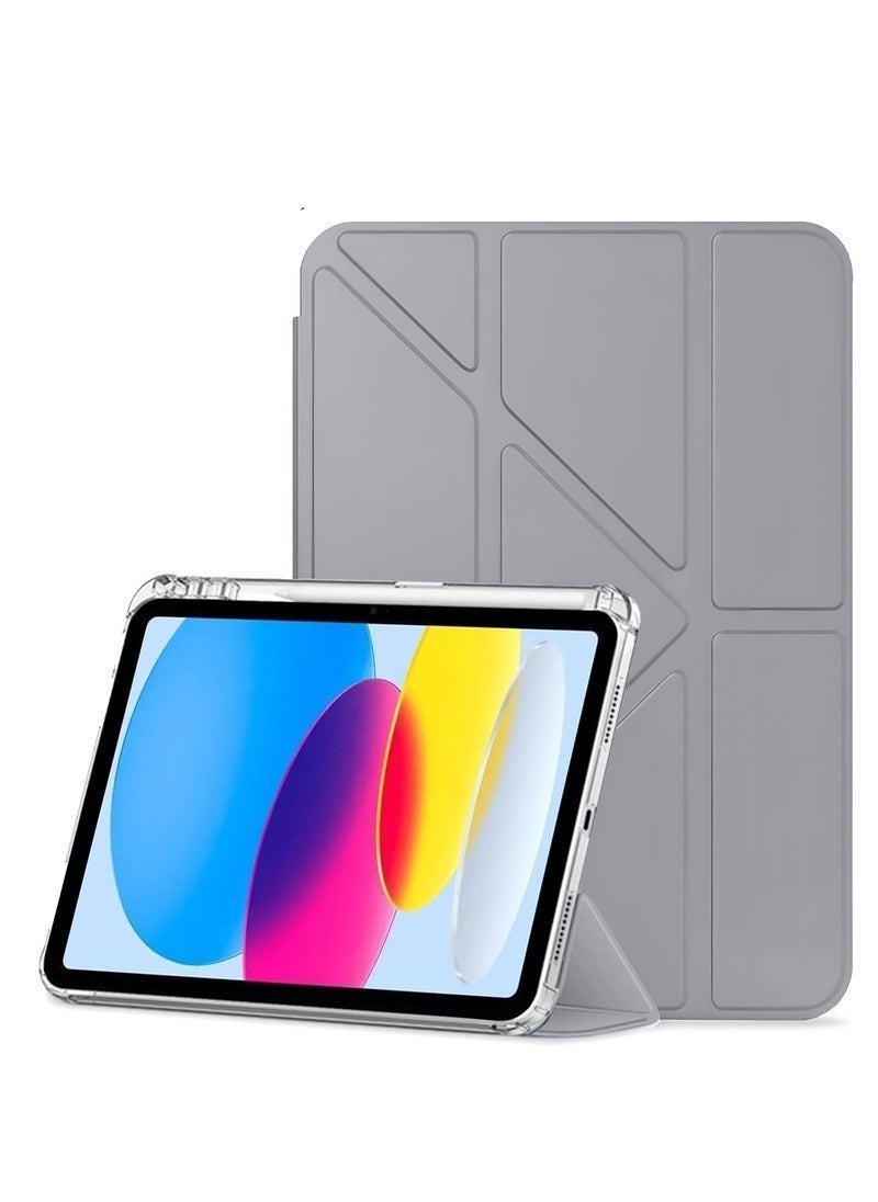 Apple iPad 2025 (11th Generation) A16 10.9 inch Symmetry 360 Smart Folio Series Case – Auto Awake/Auto Sleep, Leather Texture with Transparent Back & Pen Holder, All-Round Protection, Slim Design – Grey