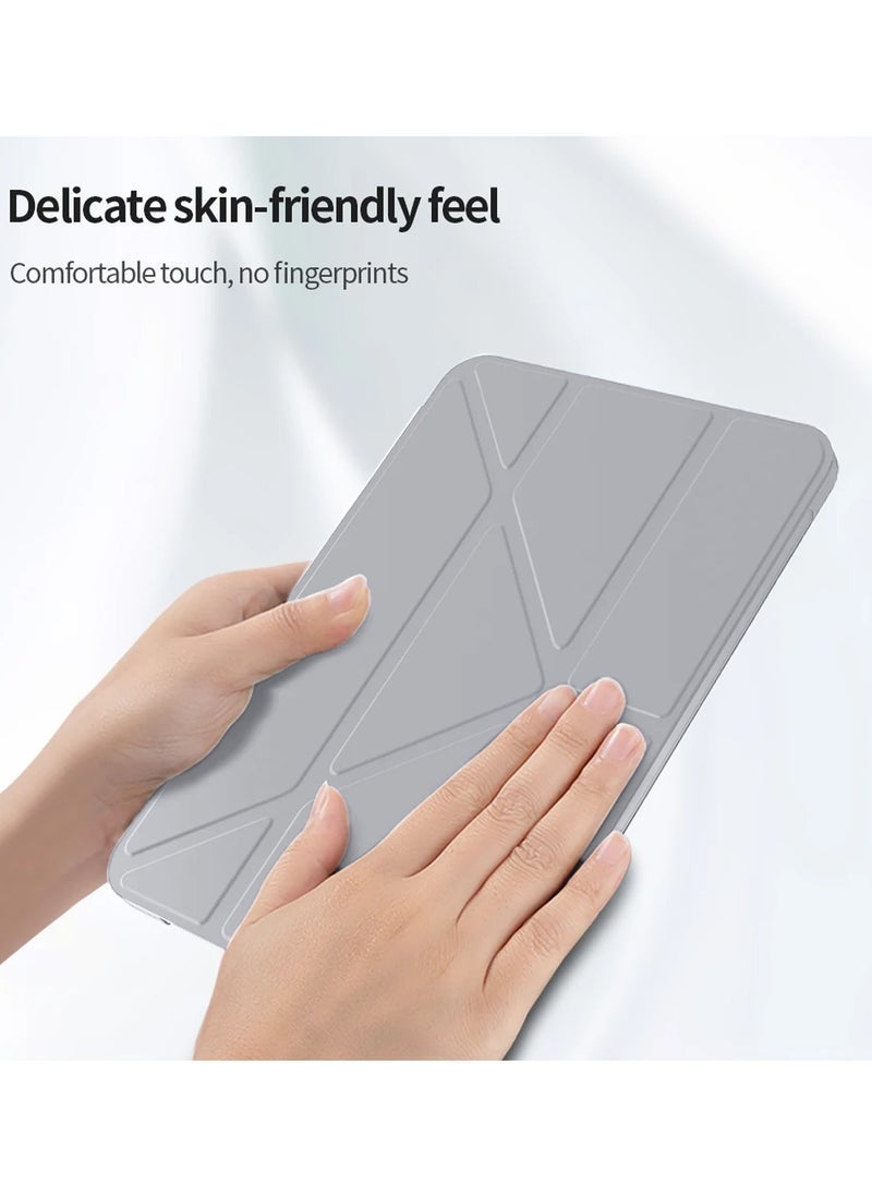 Apple iPad 2025 (11th Generation) A16 10.9 inch Symmetry 360 Smart Folio Series Case – Auto Awake/Auto Sleep, Leather Texture with Transparent Back & Pen Holder, All-Round Protection, Slim Design – Grey
