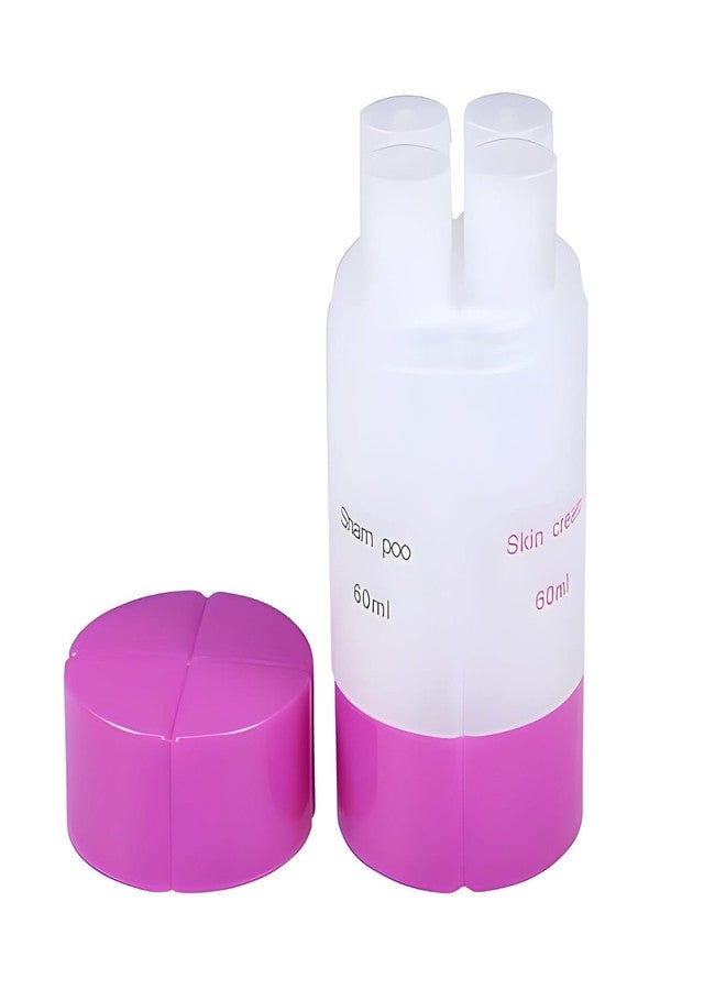 TERXA 4 in 1 Travel Dispenser Bottle | Refillable Shampoo/Cream/Lotion/Gel Storage Organizer | Cosmetic Toiletries Pump Bottles | Plastic Container | Travel Essentials (Set of 1,Multicolor)(60ml) - Image 3