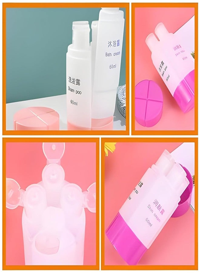 TERXA 4 in 1 Travel Dispenser Bottle | Refillable Shampoo/Cream/Lotion/Gel Storage Organizer | Cosmetic Toiletries Pump Bottles | Plastic Container | Travel Essentials (Set of 1,Multicolor)(60ml) - Image 5