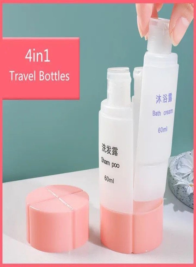 TERXA 4 in 1 Travel Dispenser Bottle | Refillable Shampoo/Cream/Lotion/Gel Storage Organizer | Cosmetic Toiletries Pump Bottles | Plastic Container | Travel Essentials (Set of 1,Multicolor)(60ml) - Image 4