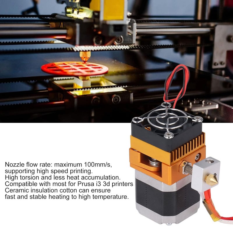 Aluminum Alloy 3D Printer MK8 Extruder Kit, Fast Heating 3D Printer Extruder Parts, Assembled Extruder Kit for Prusa I3 40W (12V) - Image 2