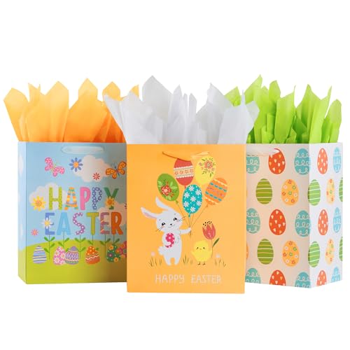 SUNCOLOR 3 Pack 13 Large Easter Gift Bags for Kids - Image 1