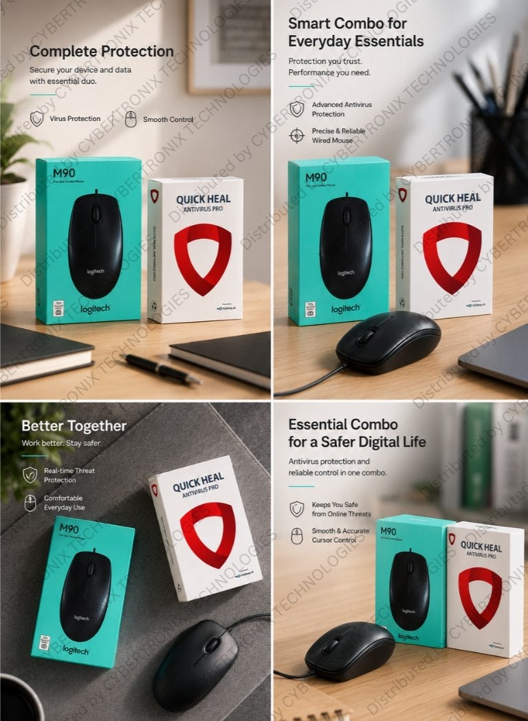 Quick heal Antivirus Pro for 1 Device 1 Year | Digital License | Same Day Delivery + Logitech Optical Wired Mouse - M90 | Combo Pack - Image 4