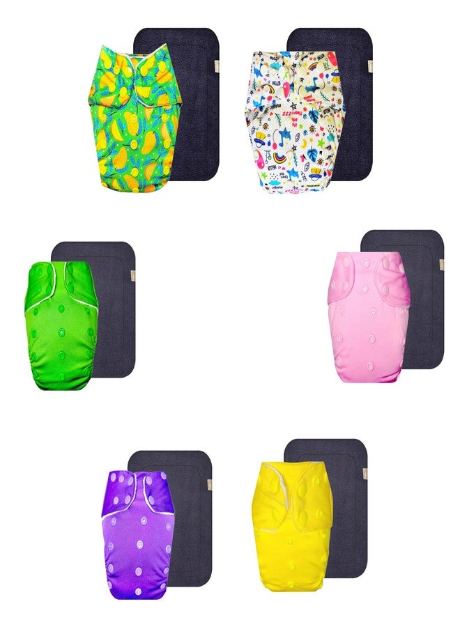 Dumbledo Premium Cloth Diaper with Gray Insert (Pack of 6) | Soft & Gentle | Breathable | Quick Dry | Trusted by Moms | 3 Months - 3 Years | Unisex Baby - Image 1