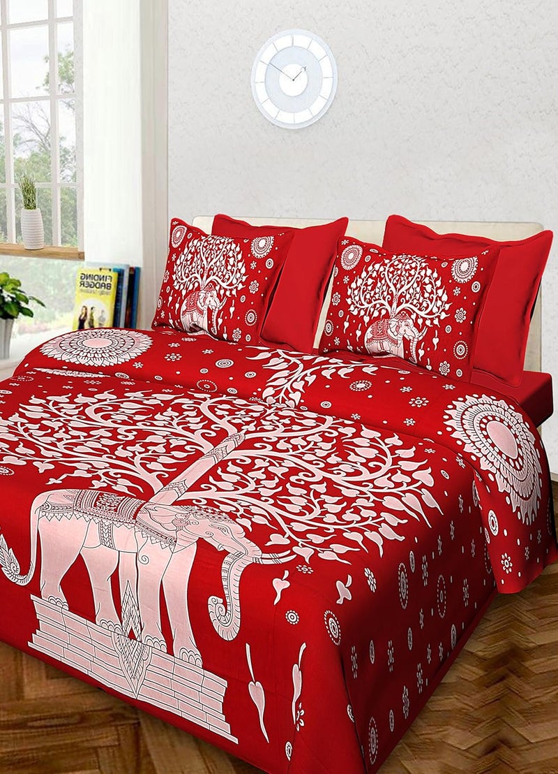 WESTLYN 100 Cotton 220 TC Rajasthani King Size Bedsheet Double Cotton Bedsheet with 2 Pillow Covers Bedsheets Fast Color 39