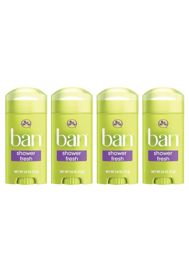 Ban Invisible Solid Antiperspirant Deodorant for Women and Men, 24-Hour Underarm Odor & Sweat Protection, Shower Fresh, 2.6 Oz, Pack of 4 - Image 1
