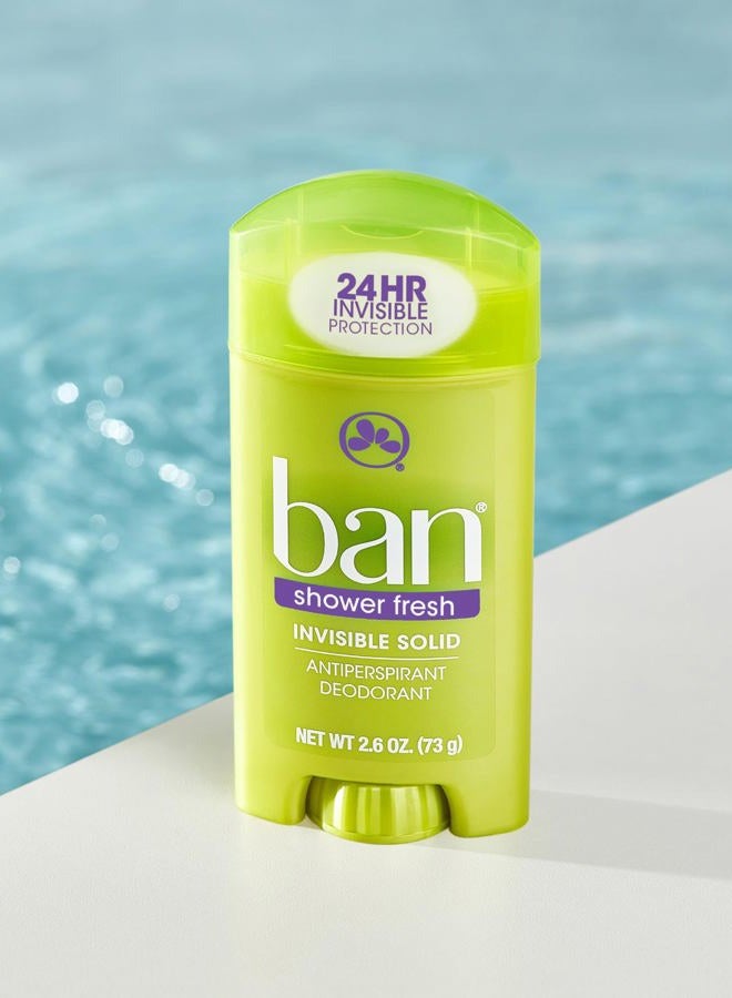 Ban Invisible Solid Antiperspirant Deodorant for Women and Men, 24-Hour Underarm Odor & Sweat Protection, Shower Fresh, 2.6 Oz, Pack of 4 - Image 3