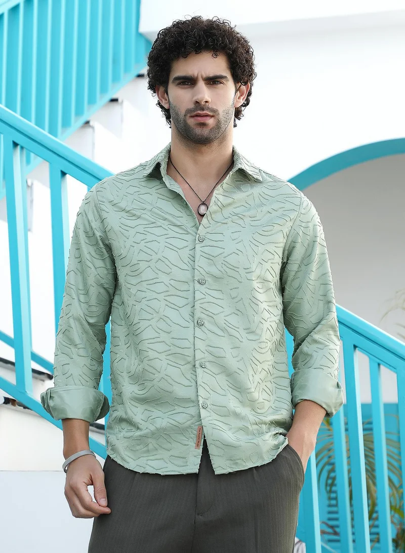 كامبوس سوترا قميص رجالي أخضر نعناعي بحواف مجردة