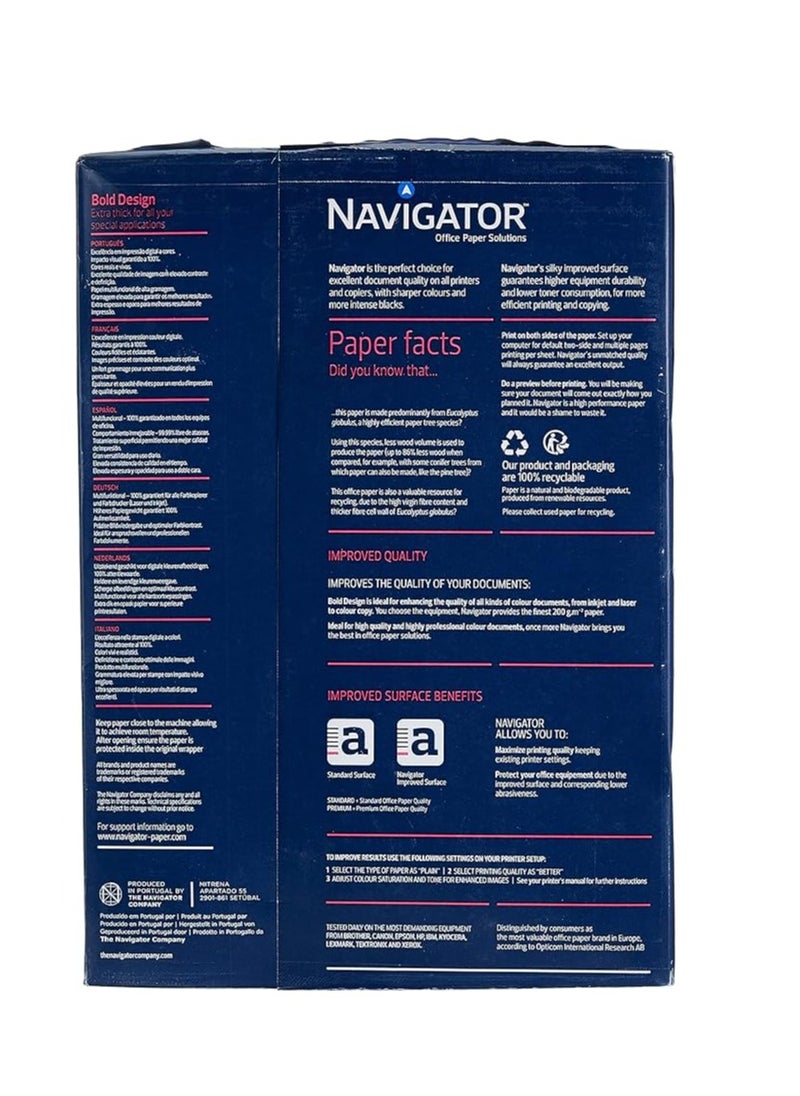 Navigator أوراق مكتبية بيضاء فائقة الجودة من Navigator 989477 A4 200 Gsm 150 Sheets  - Image 2