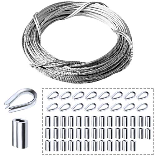 Amadget Stainless Steel Wire Rope, 316 Marine Grade Cable Railing Kit, Aircraft Rope & Picture Hanging for Railing, Decking, Boat Marine Hardware (1/16" x 180 Feet) - Image 1